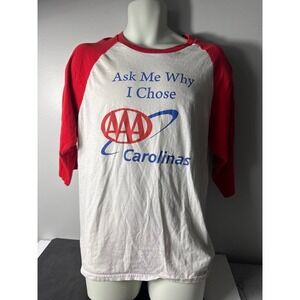 AAA Carolinas Raglan T Shirt Red White Let the Adventure Begin Gildan L